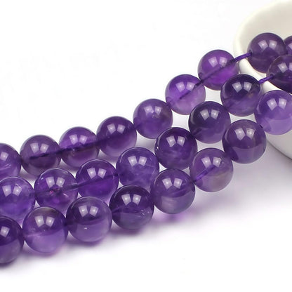 MJDCB 5A Natural South Africa Amethyst Gemstone Round Stone Beads for Jewelry Making DIY Bracelet Necklace (10mm)