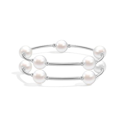 Elegance 11 designs Silver Blessing Bracelet 10mm Crystal White Pearl Bracelet Dainty Thin Tube For Women Simple Bridal Gifts For Friends And Loved