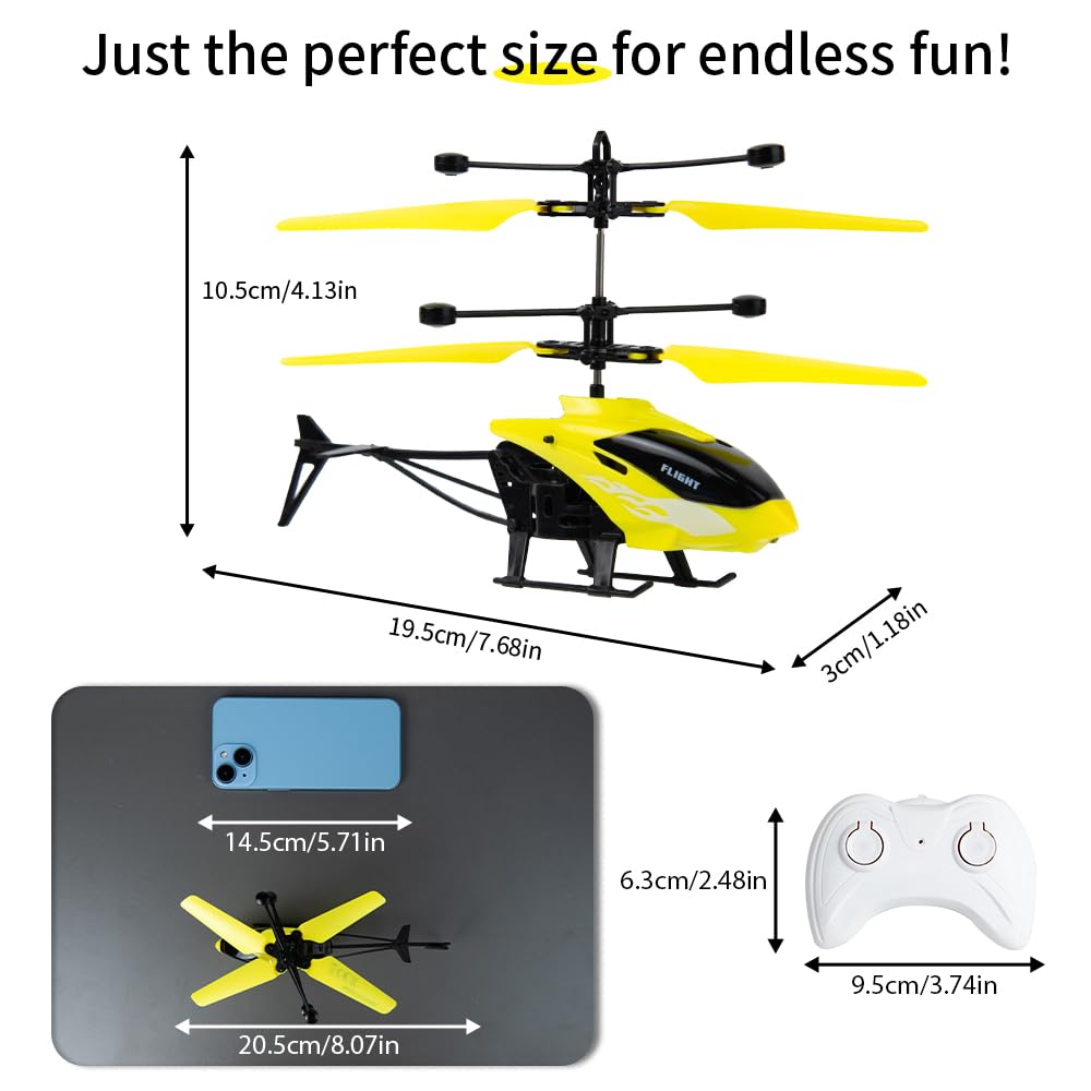Remote Control Helicopter, Gesture Sensing Indoor Flying Helicopter Toys,RC Airplane for Teenages with 10Mins Flight, RC Helicopters for Kids with Light,Birthday Gifts for Boys and Girls (Yellow)