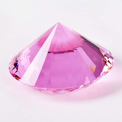 Crystal Glass Diamond Shaped Decoration, Pink 60mm Jewel Paperweight,Gift Decoration Idea For Christmas, Thanksgiving (Please identify our brand Yarr Store)