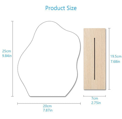 G.Dori Irregular Aesthetic Vanity Mirror Frameless, Decorative Desk Tabletop Acrylic Mirrors with Wooden Stand for Living Room, Bedroom, Office and Minimal Spaces Home Decor - Cloud Shape
