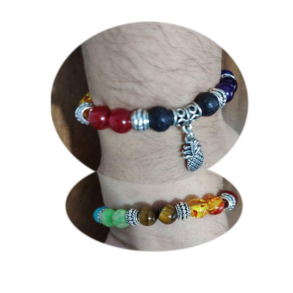 JczR.Y Essential Oil Bracelet for Women Chakra Bracelets for Women Pineapple Gemstone Beaded Stretch Bracelet Charm Handmade Energy Healing Stones Yoga Prayer Beads Fashion Jewelry(Seven Chakras)