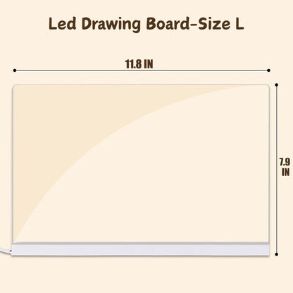 Lumiboard Led Drawing Board,11.8"X7.9" Lumiboard Rewritable Memo Pad with 7 Pens, Wall Mounted or Stand Up,Led Acrylic Light Up Drawing Pad for Kids and Adults (L (11.8 * 7.9))