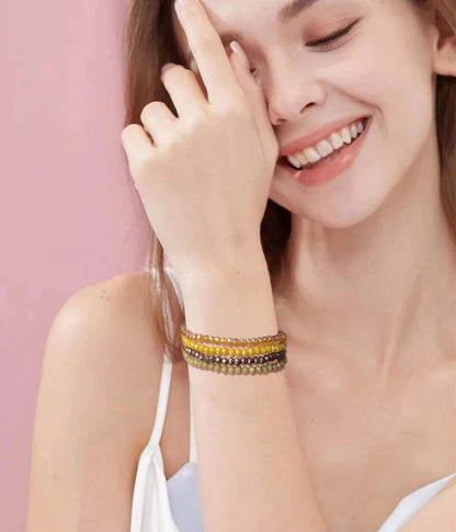 Noessla Beaded Boho Stretch Bracelet Colorful Stackable Crystal Beads Bracelets Trendy Costume Jewelry Mothers Day Gifts for Women(Yellow)