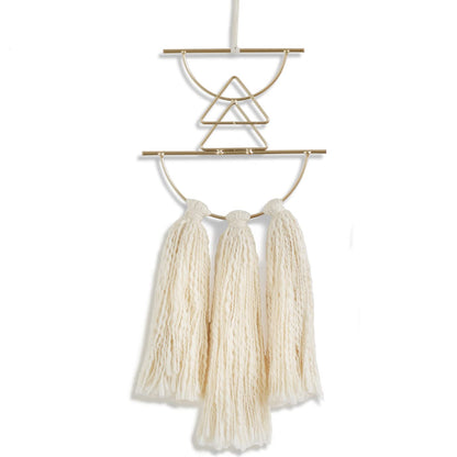 IOWER Boho Wall Decor Macrame Wall Hanging Small Metal Wall Art Cute Wall Decor For Living Room Bedroom(Ivory, 13"Lx4.7"w)