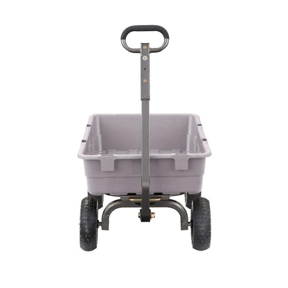 Gorilla Carts Heavy-Duty Poly Dump Cart, 5 Cu Ft Tub, 800 lb Haul Capacity, Gray – Towable Utility Wagon with Quick-Release Dumping & Pneumatic Tires for Yard, Landscaping and Gardening