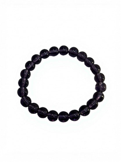 IETWIPNO Stretch Crystal Bracelet for Women,Elastic Beaded Bracelets Set of 1,Multicolor Healing Stone Adjustable Bangle,Gift for Her (8MM Round Purple)