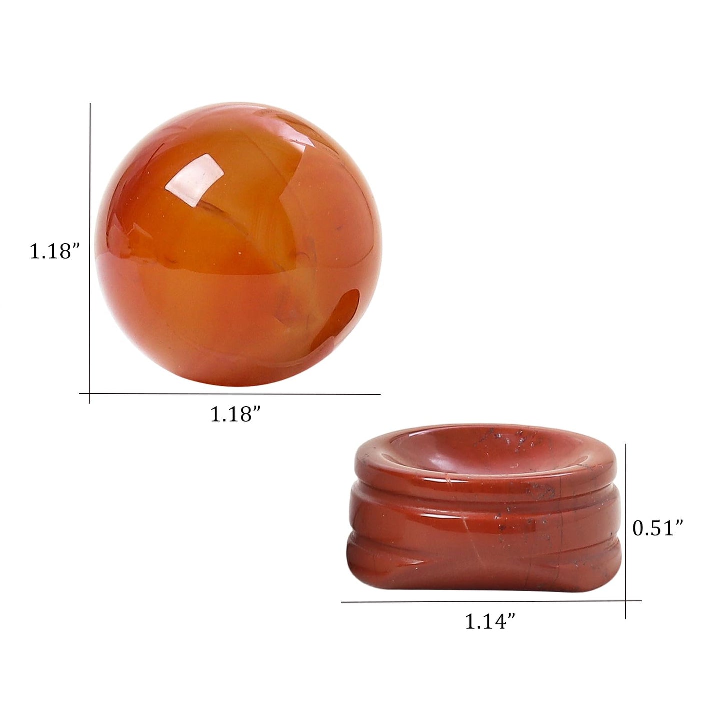 Casaper Natural Carnelian Ball with Red Jasper Stand, Healing Crystal Sphere for Home Fengshui Yoga Meditation, Reiki Energy Balancing 1.18”(30mm)