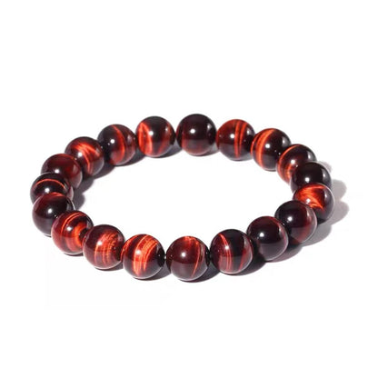 TaHLga 12MM Red Tigers Eye Bracelet for Men | Natural Healing Root Chakra Gemstones | Fits for 8-8.5" Large & Strong Wrist | Bring Luck & Fortune | Anxiety Relief Spritual Gift for Friends Familys
