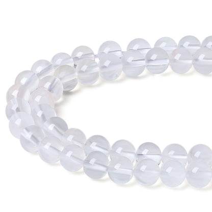 LAIDANLA Clear Quartz 8mm Natural Stone Beads Round Loose Gemstone Stone Beads for DIY Bracelet Necklace Earrings Jewelry Making Polishing Genuine Real Beading Crystal 96PCS 2 Strand 32"