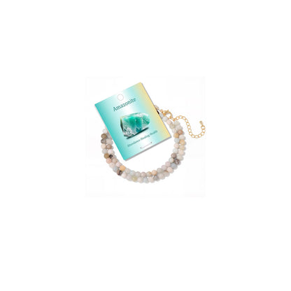 Risyfjew Crystal Choker Necklaces for Women,4mm Amazonite Natural Stone Choker Beaded Necklace Healing Crystal Necklace Gemstone Bead Necklaces for Women