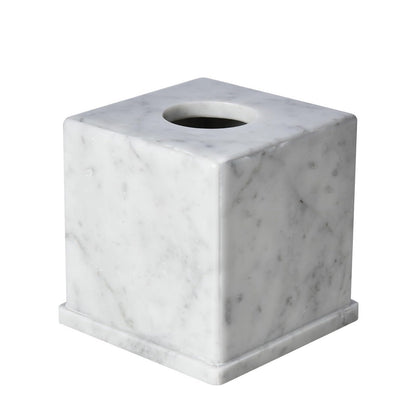 HAMAKAWA Natural Marble Tissue Box Cover, Carrara White Tissue Organizer 6 x 6 x 5.7 inch, Heavy Stone Decorative Box, Square Tissue Box Holder for Home Decor, Kitchen, Bathroom, Bedroom