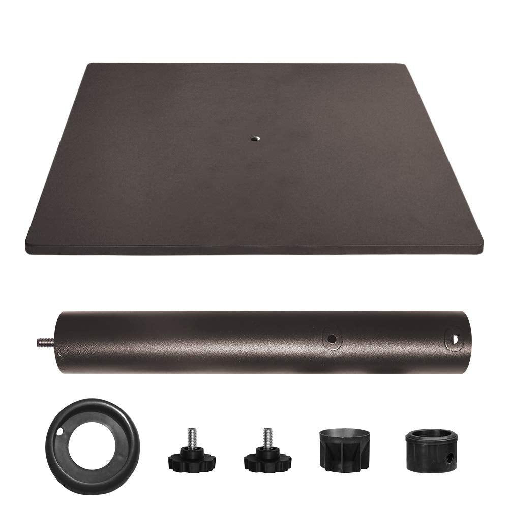 EliteShade USA Up to 160 lbs Square Umbrella Base Steel Plate Stand Market Patio Outdoor Heavy Duty Umbrella Holder, Bonus 18.5" Square Weight Sand Bag, Sand is not Included, Reddish-Brown