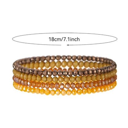 ChungLong0593 Boho Colorful Stackable Crystal Glass Beads Stretch Bracelets Multilayered Bracelets for Women Bohemian Jewelry-Black 4pcs