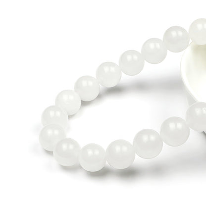 MJDCB Beads for Energy Bracelets Yoga Bracelet DIY Bracelet Natural Stone Beads White Jade 38 Pieces, 10mm