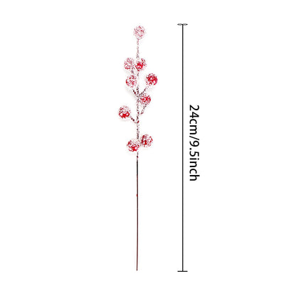24Pcs Artificial Berry Picks Snow Sprays Christmas Frosted Holly Berry Stems Twigs Winter Branches for Christmas Tree Fillers Decor Holiday Arrangement Wreaths Garland Crafts DIY Ornaments (Red)