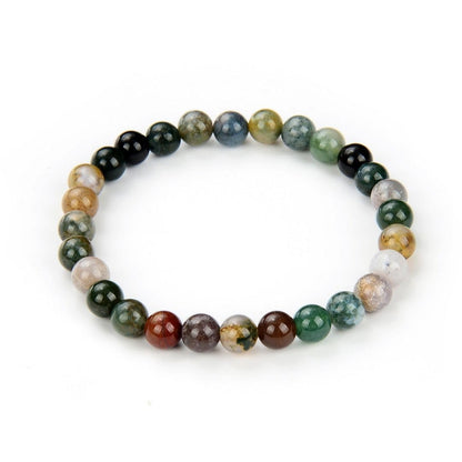 Adabele Real Natural Indian Agate Gemstone Beaded Bracelet 7 Inch Stretch Chakra Healing Crystal Stone Jewelry Women Mom Gift GB6-A31