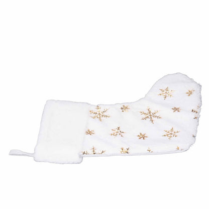Pongnas Christmas Stocking with Gold Sequins & Snowflake Embroidery Oversized Holiday Ornament for Fireplace,Family Xmas Decor