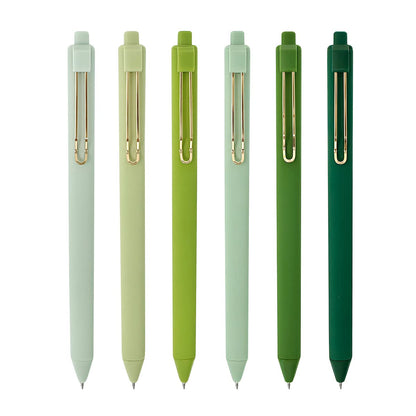 allydrew Retractable Black Ink Gel Pens, 0.5mm Fine Point, Stationery Supplies for Home and Office (Set of 6), Green