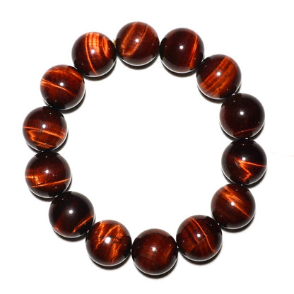 18mm Red Tigers Eye Bracelet for Men Women | Natural Handmade Protection Root Chakra Gemstone Crystal Jewelry for Large Beads Enthusiast & 3XLarge 9.5-10.5" Wrist | Boost Motivation Confidence