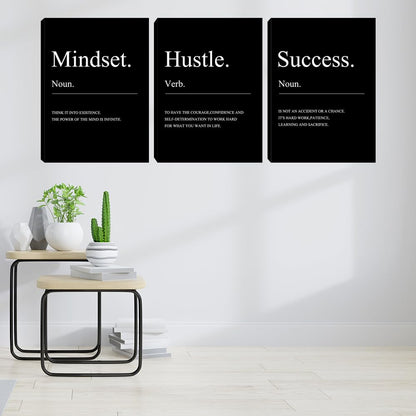 Motivational Wall Decor 3 Pieces Success Paintings Motivational Posters Prints Office Wall Decor Inspirational Canvas Wall Art Picture for Home Bedroom Living Room Decorations(36" Wx16 H)