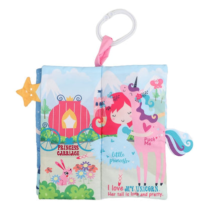 bebe mondo Unicorn Baby Books 0-6 Months Toys 6 to 12 Months, Touch Feel Cloth Crinkle Books for Babies,Infants, Soft Sensory Stroller Toys, Easter Baby Gifts Shower Items, Chweing Book (Princess)