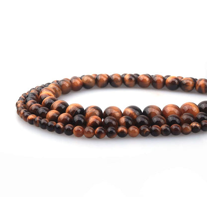 ICAI Beads 10mm Natural Tiger Eye Stone Round Loose Stone Beads for Jewelry Making DIY Crafts Design 1 Strand 15" APPR.34-36pcs