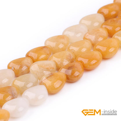 GEM-Inside 10mm Heart Charms Natural Yellow Orange Aventurine Jade Stone Beads for Jewelry Making Full 15" Strand Power Energy Healing Chakra Stone Beads