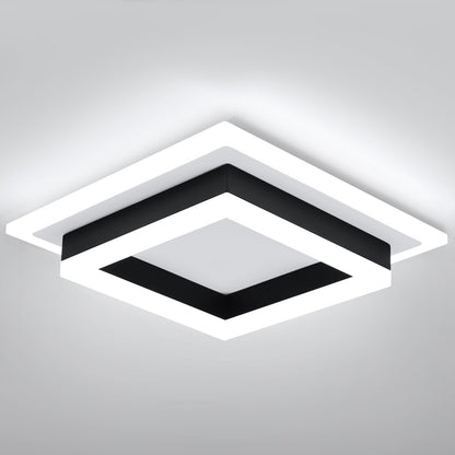 EIDISUNY 32W Modern LED Ceiling Light, Small Flush Mount Light Fixture, 6500K Cold White Ceiling Lamp, Square Hallway Lighting Fixtures for Living Room Bedroom Bathroom Kitchen (White, Cold White)