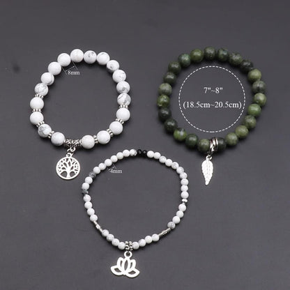 UEUC Tree of Life Yoga Healing Stone Bracelets,Multilayer Lotus Chakra Stone Reiki Bracelet Sets,Anxiety Crystal Natural Stone,for Women Stress Relief(#170)