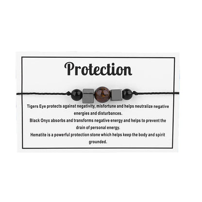 tenghong2021 Chakra Crystal Beaded Bracelet with Wish Card Adjustable Spiritual Anxiety Stone Beads Braide String Bracelet Yoga Meditation for Women Men Jewelry Birthday Gifts-Protection
