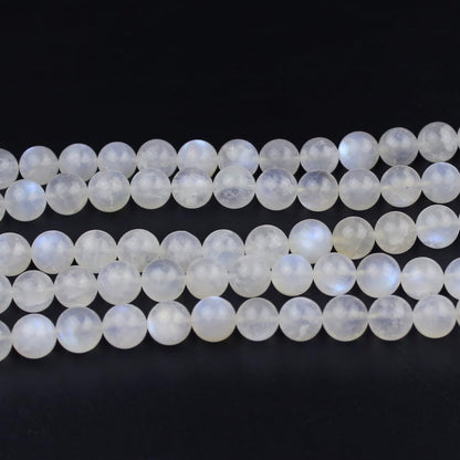 MJDCB Natural Round Stone Beads 6mm Blue Moonstone Loose Gemstone Beads for Jewelry Making Bracelet Necklace 60pcs