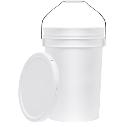 6.5-Gallon White Bucket Pail Container with Lid | Food Grade | Heavy-Duty 90MIL Extra Durable | Metal Handles with Plastic Grip for Easy Carrying | Multi-Use | Easy Stack and Store | BPA Free - 1 Pack