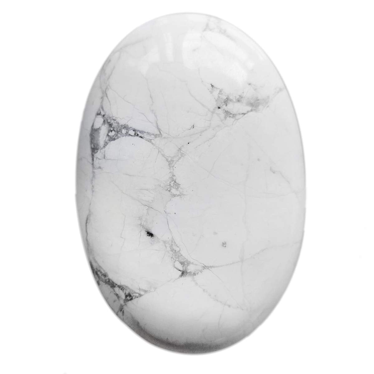 Loveliome Natural White Howlite Turquoise Oval Polished Worry Stones, Healing Crystal Indoor Fountain Stones Massage Energy Anxiety Relief Items