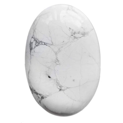 Loveliome Natural White Howlite Turquoise Oval Polished Worry Stones, Healing Crystal Indoor Fountain Stones Massage Energy Anxiety Relief Items