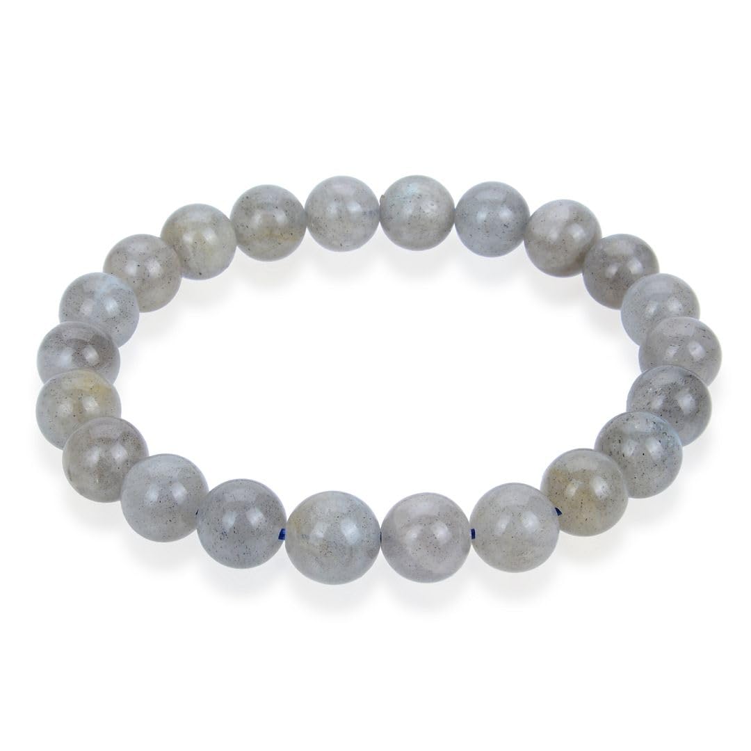 Adabele Real Natural Light Grey Labradorite Gemstone Beaded Bracelet 7 inch Stretch Chakra Healing Crystal Stone Jewelry Women Birthday Gift (Unisex) GB8-34