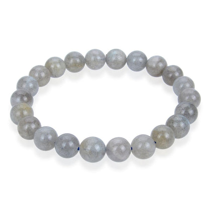 Adabele Real Natural Light Grey Labradorite Gemstone Beaded Bracelet 7 inch Stretch Chakra Healing Crystal Stone Jewelry Women Birthday Gift (Unisex) GB8-34