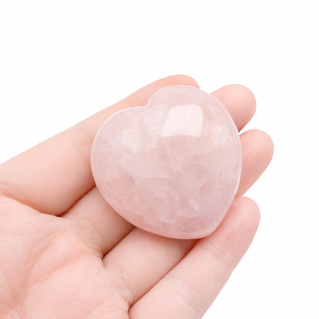 Rose Quartz Heart Worry Stone Healing Crystal, 1.57 Inch Polished Palm Stone for Meditation, Calm & Anxiety Relief