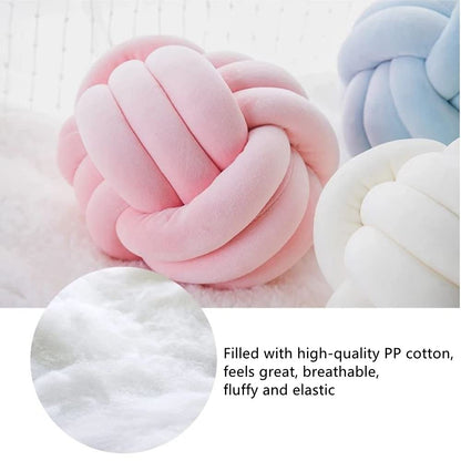 PUXU Knot Pillow Ball Round Cushion Pillows, Children Room Decoration Plush Toys Calming Stress Relief Toy (Dark Blue,11in/28cm)