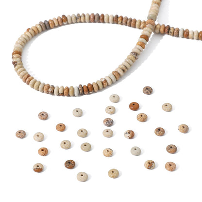 BEADIA Natural Brown Picture Disk Stone Beads 4x2mm 160pcs Rondelle Loose Semi Gemstone Beads for Jewelry Making Design