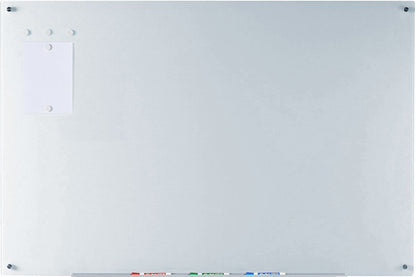 Audio-Visual Direct Magnetic White Glass Dry-Erase Board Set - 5' x 3.4' - Includes Magnets, Hardware & Marker Tray