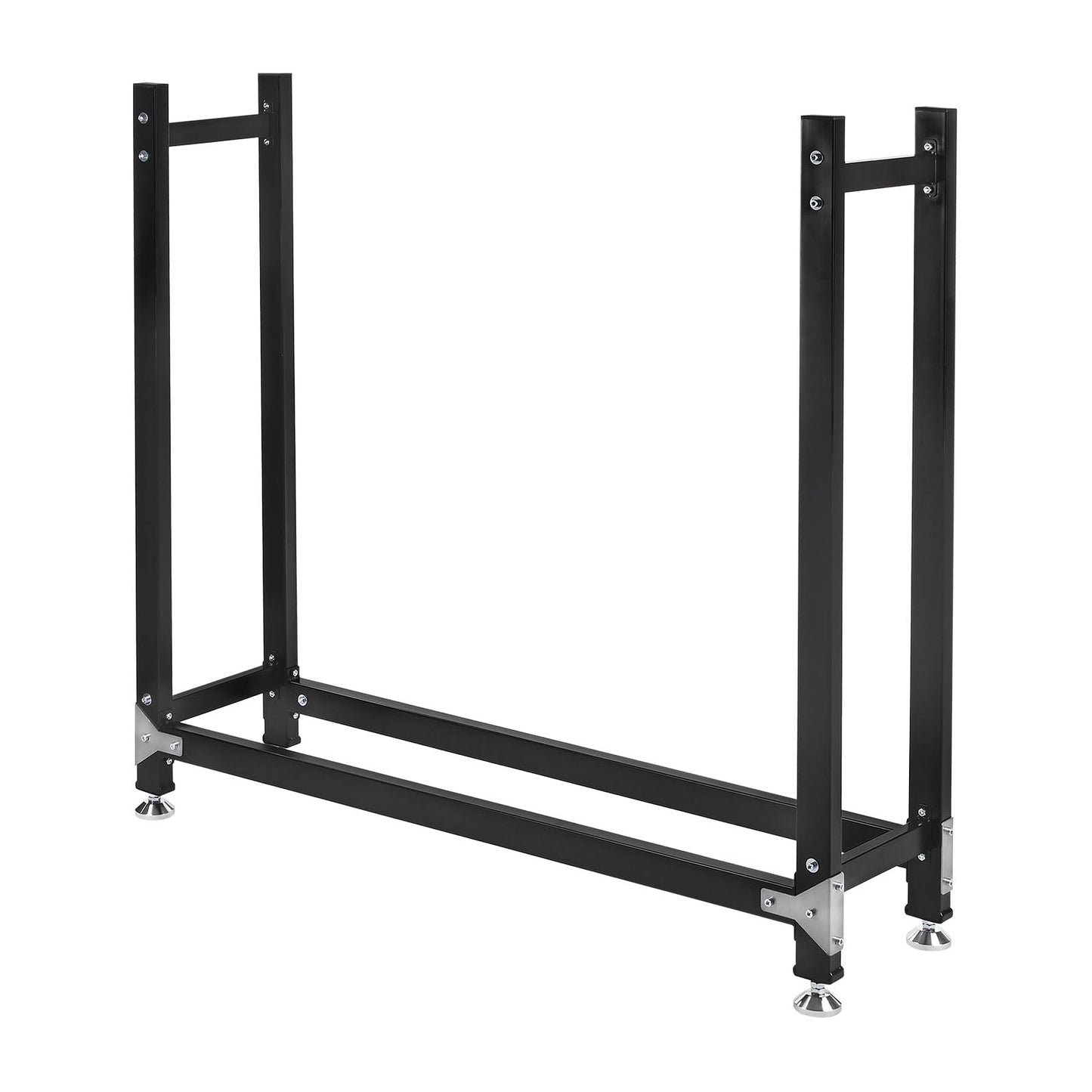 M METERXITY 4ft 1/4 Cord Firewood Rack Outdoor Upgrade Heavy Load-Bearing Frame, Wood Racks with Anti-Slip Adjustable Pad, Firewood Logs Holder Stand for Outdoor Indoor Patio Firepit