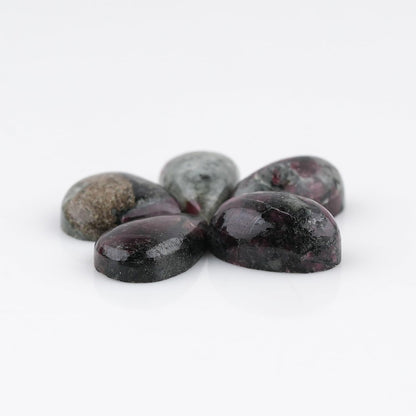 CRYSTALIS Wholesale 5pcs Natural Eudialyte Loose Gemstone Bulk Cabochons Jewelry Making Supply from Norway, Chakra Healing Polished Stones, Wire Wrapping, DIY, Gem Collection