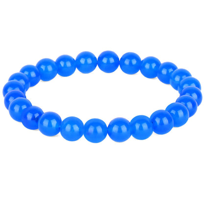 QOGIR Handmade Healing Bracelets,8mm Blue Jade Bracelet - Transformation and Protection - Stone Beads Stretch Bracelet for Women Men