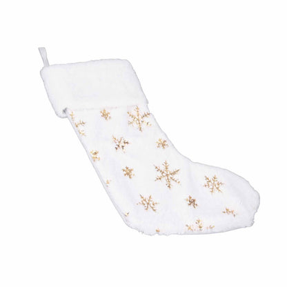 Pongnas Christmas Stocking with Gold Sequins & Snowflake Embroidery Oversized Holiday Ornament for Fireplace,Family Xmas Decor