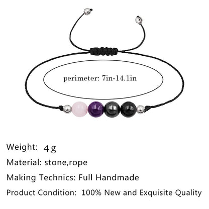 Crystal Bracelet for Women Men Spiritual Crystals and Healing Stones Bracelets Natural Healing Crystal Beads Bracelet Amethyst Gem Bracelet for Anxiety Relief Healing Crystals Jewelry (Empath Protection)