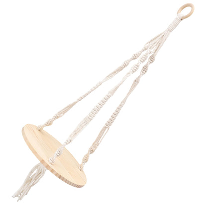SOLUSTRE Boho Macrame Hanging Shelf Tassels Natural Wood Floating Plant Pot Holder for Indoor Wall Decor 24 Diameter Cotton Rope Design for Flower Pots and Home Decoration