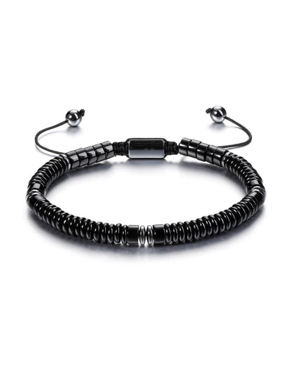 Jovivi Healing Crystal Bracelet for Men Hematite Black Obsidian Gemstone Beaded Bracelets Adjustable Protection Crystals Natural Stone Beads Bracelet for Men Women Anxiety Relief
