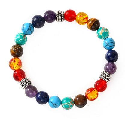 Bohxantium 7 Chakra Reiki Healing Beaded Bracelet Stack - Natural Stone Beads Bracelet for Anxiety Relief, Spiritual Energy Yoga Stackable Jewelry for Women Men, Meditation Relax Friendship Gift