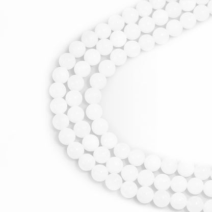 10mm Natural Gemstone Round Loose Beads for Jewelry Making White Jade Crystal Stone Beads for Bracelets Necklace Earrings Making Supplies (35-38pcs/Strand)